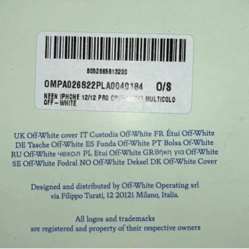 Authentic Unisex Off White Multi Colored 12/12Pro Phone White Case.